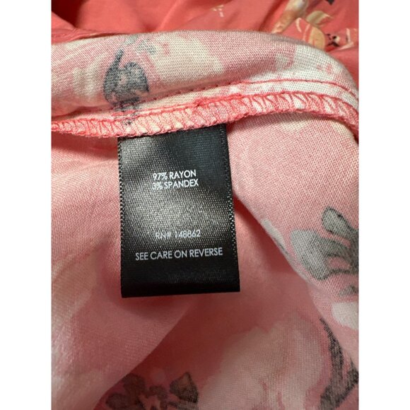 Torrid Mini Challis Shirred Short Sleeve Peach Floral Dress Size L - Picture 7 of 9